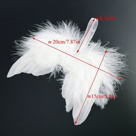 10Pcs Christmas Feather White Angel Wings Xmas Tree Hanging Ornament Decor